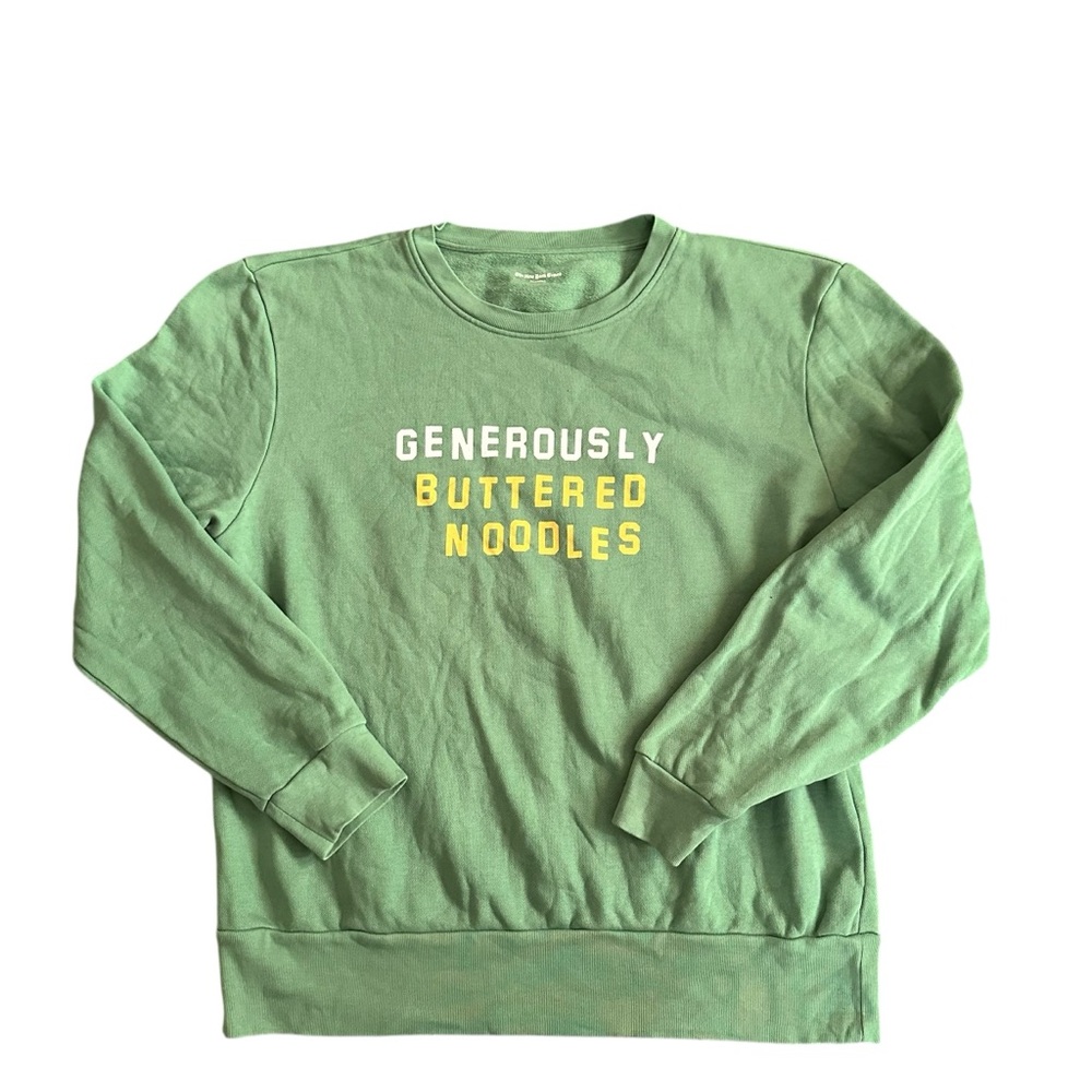The New York Times Green Generously Buttered Noodles Crew Neck Sweatshirt 2X